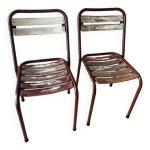 Paire chaises bistrot bois métal style tolix anciennes Paire chaises bistrot bois métal style tolix anciennes