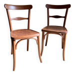 Paire de chaises bistrot en bois signes thonet, annes 1940