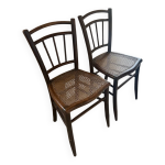 Paire de chaises bistrot en cannage