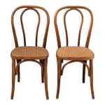 Paire de chaises de bistrot style thonet en cannage bois courb - 1930s
