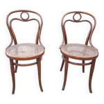 Paire de chaises bistrot thonet en bois courb� n 14