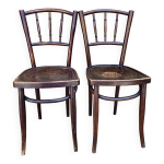 Paire de chaises bistrot thonet dcor fleurs , art nouveau
