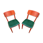 Paire de chaises bistrot vintage simili 1960