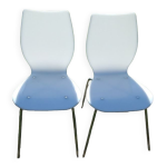 Paire de chaises blanches en plexiglas