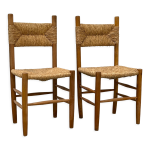 Paire de chaises en bois avec assise et dos paill�