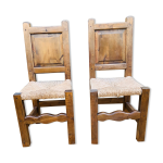 Paire de chaises bois et paille