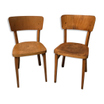 Paire de chaises en bois thonet de bistrot vintage 1950