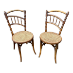 Paire de chaises de caf bistrot viennoise par l. & h. cambier frres bois courb belgique
