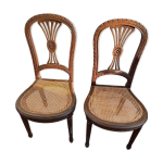 Paire de chaises en cannage de style louis xvi