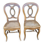 Paire de chaises en ch�ne massif assise cann�e - ann�e 30