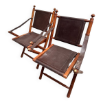 Paire de chaises coloniales faux bambous 1960 s