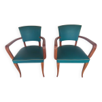 Paire de chaises, fauteuils bridges verts