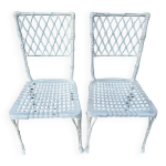 Paire de chaises en fonte d aluminium d�cor bambou, espagne 1960
