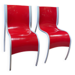 Paire de chaises fpe par ron arad pour kartell rouge italie annes 2000