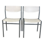 Paire de chaises gijs van der sluis bois blanc pieds gris pays - bas annees 70