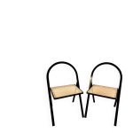 Paire de chaises giorgio cattelan mtal noir et cannage