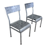 Paire de chaises indus mtal gris