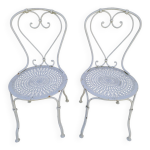 Paire de chaises de jardin anciennes en fer forg