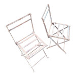 Paire de chaises de jardin enfants, pliantes, tout métal, rétro 50s Paire de chaises de jardin enfants, pliantes, tout métal, rétro 50s