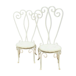 Paire de chaises de jardin en fer forg patin xx sicle fauteuils