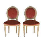 Paire de chaises laques crme style louis xvi vers 1900