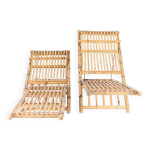 Paire de chaises longues en bambou Paire de chaises longues en bambou