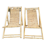 Paire de chaises longues en bambou, transats Paire de chaises longues en bambou, transats