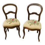 Paire de chaises louis philippe tapisserie au petit point