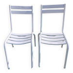 Paire de chaises mtal blanches, style tolix