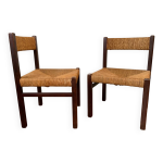 Paire de chaises paill�es mid - century