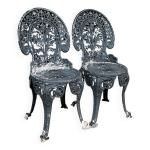 Paire de chaises de parcs et jardins style napoléon iii en fonte Paire de chaises de parcs et jardins style napoléon iii en fonte