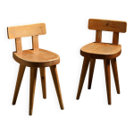 Paire de chaises en pin par christian durupt, m�ribel 1960