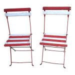 Paire chaises pliantes de jardin bistrot 1900 ancienne