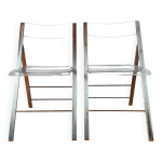 Paire de chaises pliantes plexiglas vintage 1970