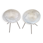 Paire de chaises pod - fauteuil en osier rotin année 60's Paire de chaises pod - fauteuil en osier rotin année 60's