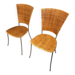 Paire de chaises en rotin tress