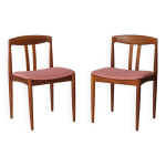 Paire de chaises de salle  manger bramin en teck danemark, annes 1960 revtement rose