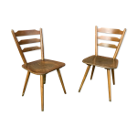 Paire de chaises scandinave ou bistrot en bois vintage Paire de chaises scandinave ou bistrot en bois vintage