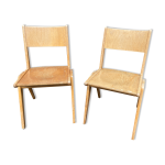 Paire de chaises scandinave pieds compas 1960 Paire de chaises scandinave pieds compas 1960