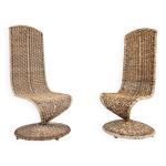 Paire de chaises sculpturales  dossier haut, annes 1980, italie