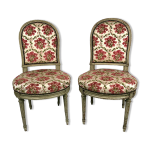 Paire de chaises de style louis xvi htre moulur laqu gris. xixe