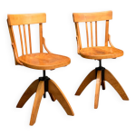 Paire de chaises  vis tournante baumann 1960