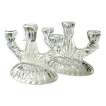 Paire de chandeliers 3 branches en verre d art oberglas austria. années 50 Paire de chandeliers 3 branches en verre d art oberglas austria. années 50