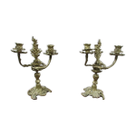 Paire de chandeliers 3 bras en bronze art - nouveau Paire de chandeliers 3 bras en bronze art - nouveau