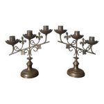 Paire de chandeliers baroques en bronze cuivré Paire de chandeliers baroques en bronze cuivré