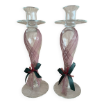 Paire de chandeliers bougeoirs porte - bougies design verre soufflé déco Paire de chandeliers bougeoirs porte - bougies design verre soufflé déco