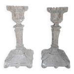 Paire de chandeliers bougeoirs verre