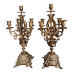 Paire chandeliers bronze