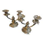 Paire de chandeliers bronze argent xix eme