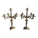 Paire de chandeliers bronze chrubins 19 eme